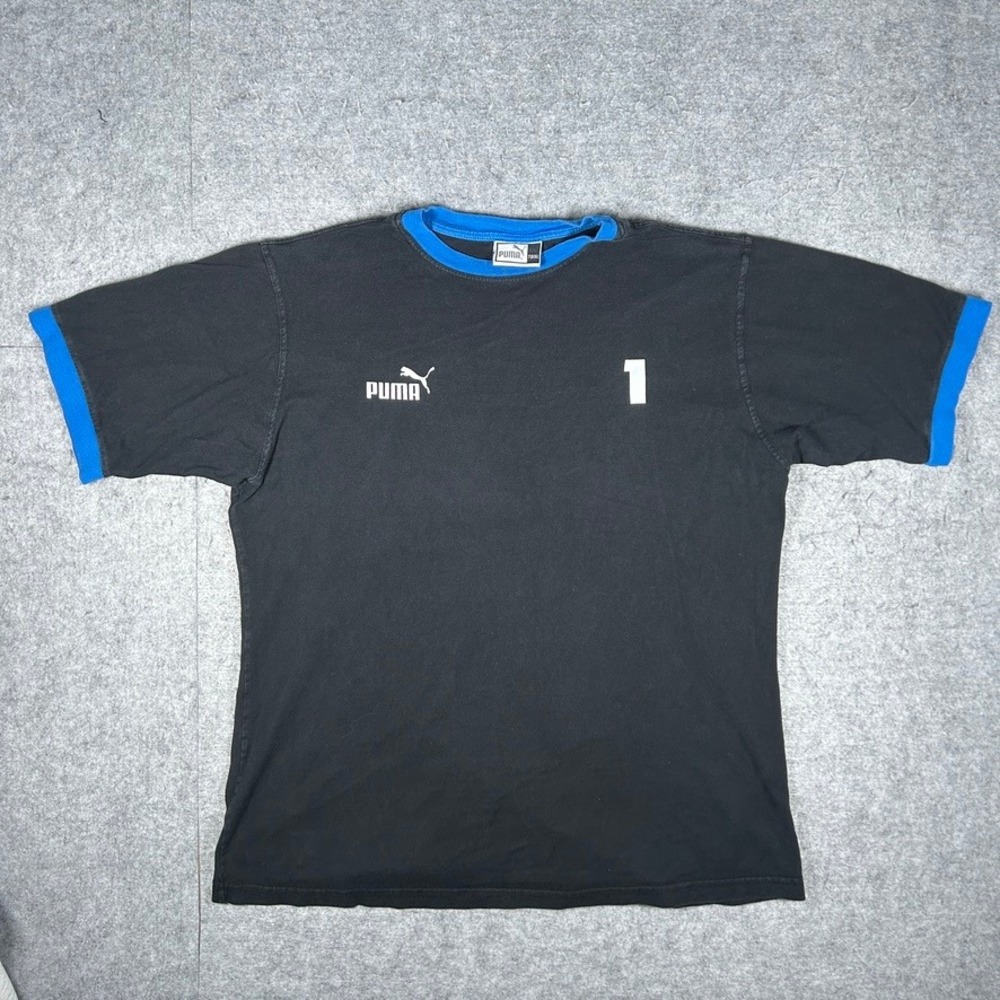 Puma T Shirt Men XL Black Blue Italia Ringer Soccer Jersey Gorpcore Sporty Y2K